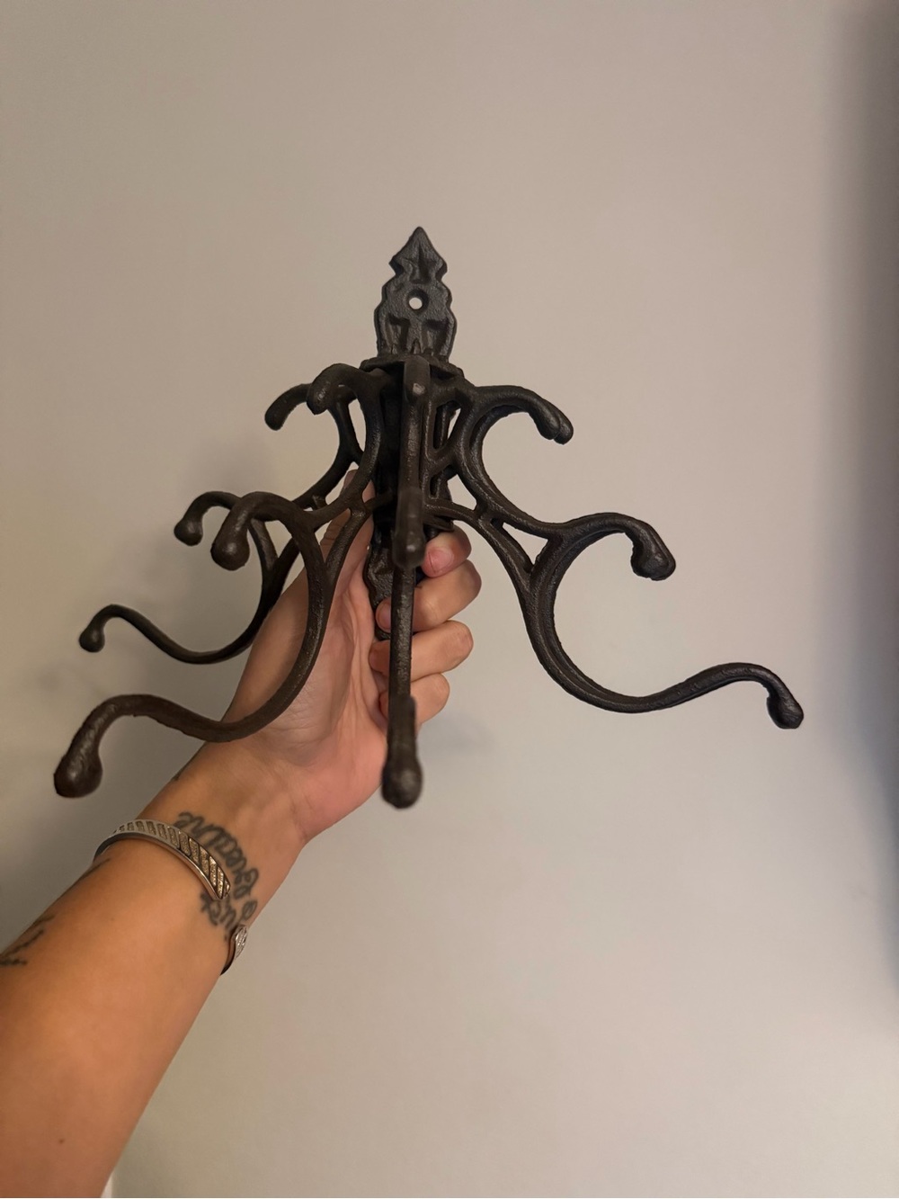 Rustic Brown Cast Iron Wall Hook Rack